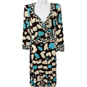 Diane von Furstenberg 100% Silk Jersey Wrap Dress Size 6